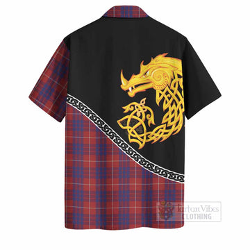 Hamilton Tartan Crest Hawaiian Shirt Legendary Dragon Knot Half Style