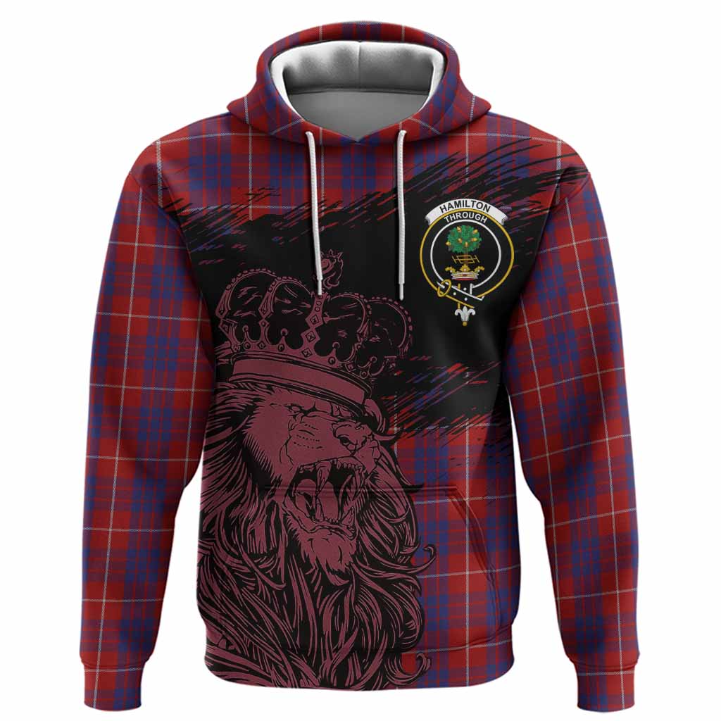 Hamilton Tartan Crest Hoodie Crowned Lion Heritage Style