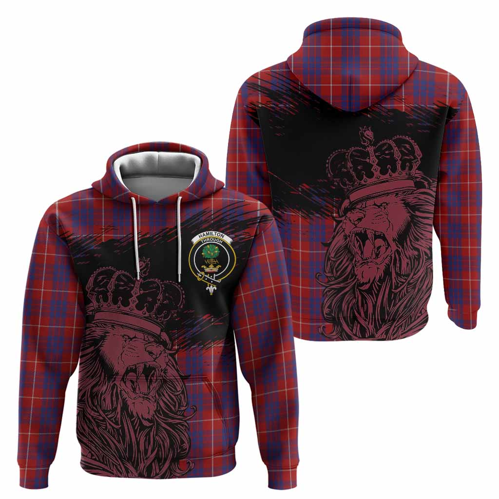 Hamilton Tartan Crest Hoodie Crowned Lion Heritage Style