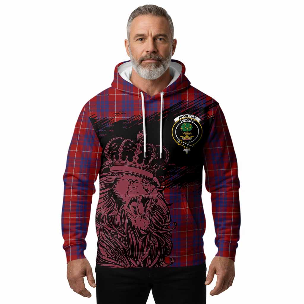 Hamilton Tartan Crest Hoodie Crowned Lion Heritage Style