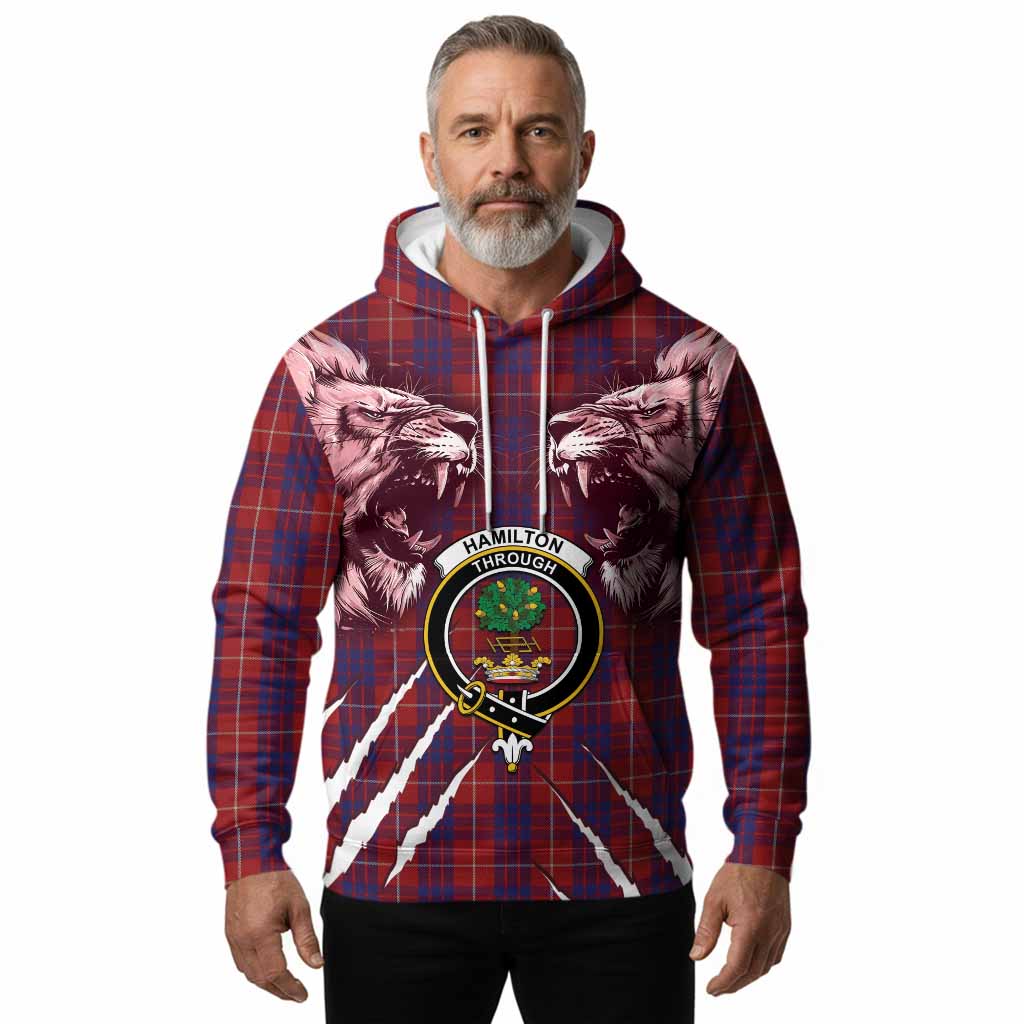 Hamilton Tartan Crest Hoodie Ferocious Lion Style