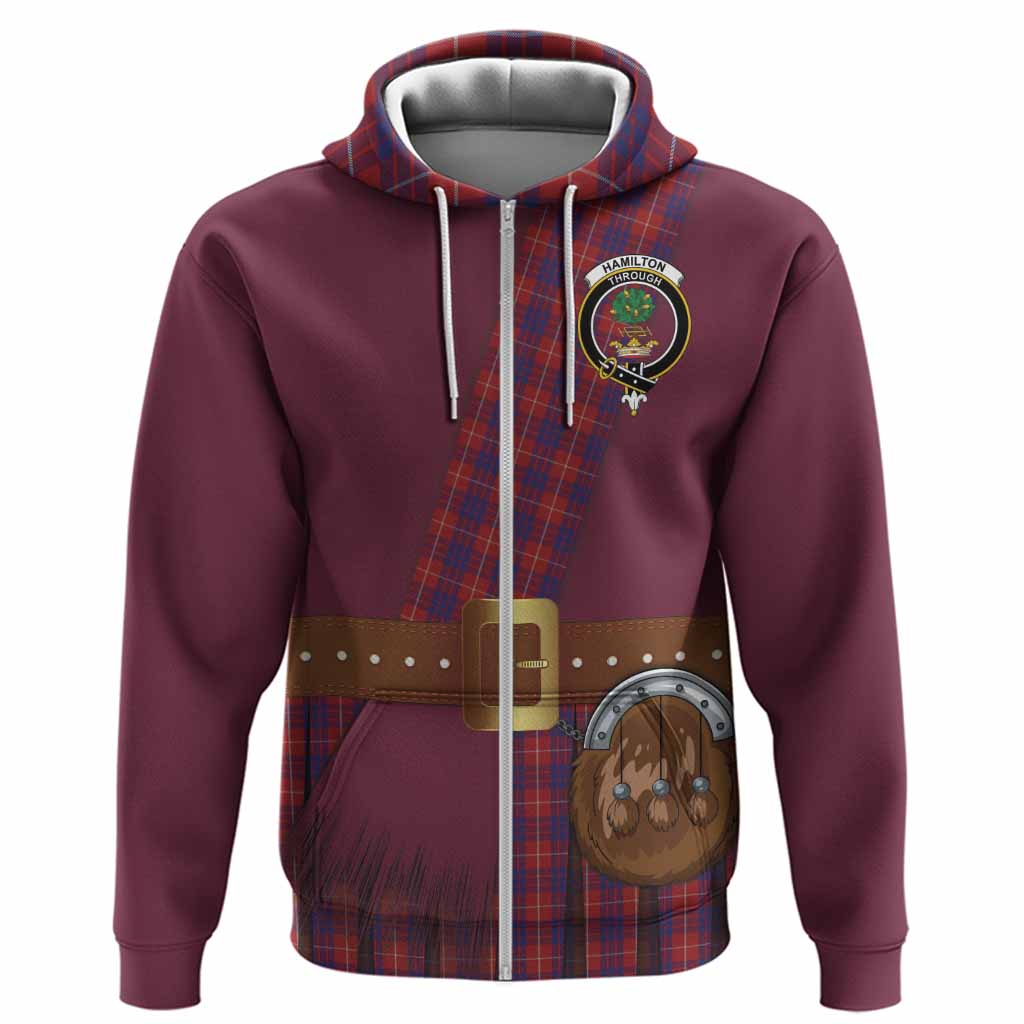 Hamilton Tartan Crest Hoodie Kilt Costume Style