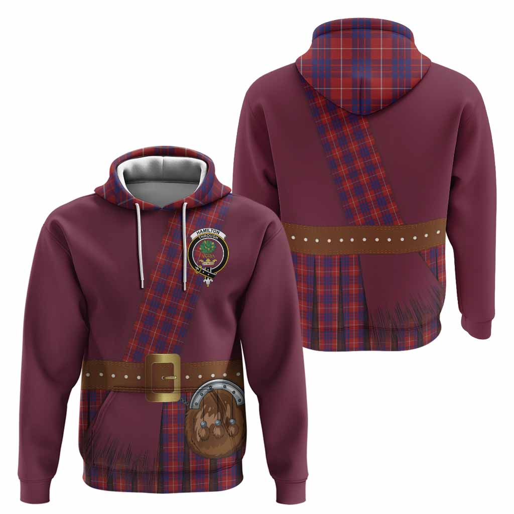 Hamilton Tartan Crest Hoodie Kilt Costume Style