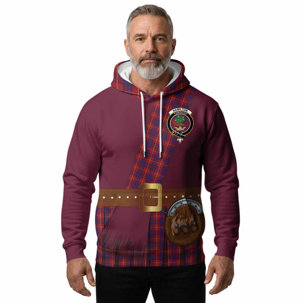 Hamilton Tartan Crest Hoodie Kilt Costume Style