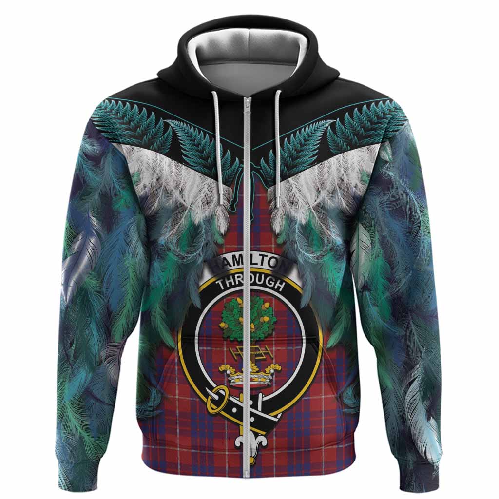 Hamilton Tartan Crest Hoodie New Zealand Maori Korowai Cloak