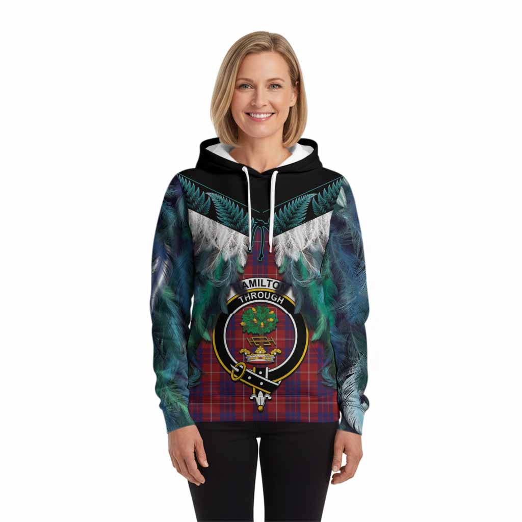 Hamilton Tartan Crest Hoodie New Zealand Maori Korowai Cloak