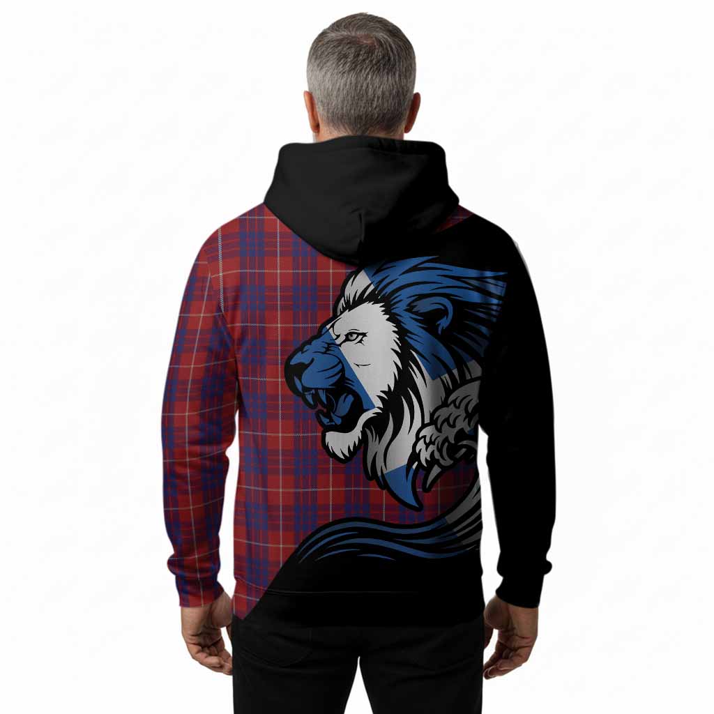 Hamilton Tartan Crest Hoodie Scottish Golden Lions Wave Flow