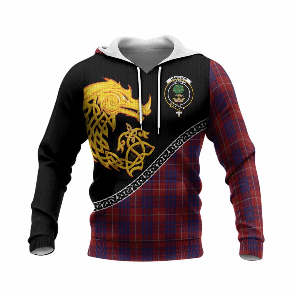 Hamilton Tartan Crest Knitted Hoodie Legendary Dragon Knot Half Style