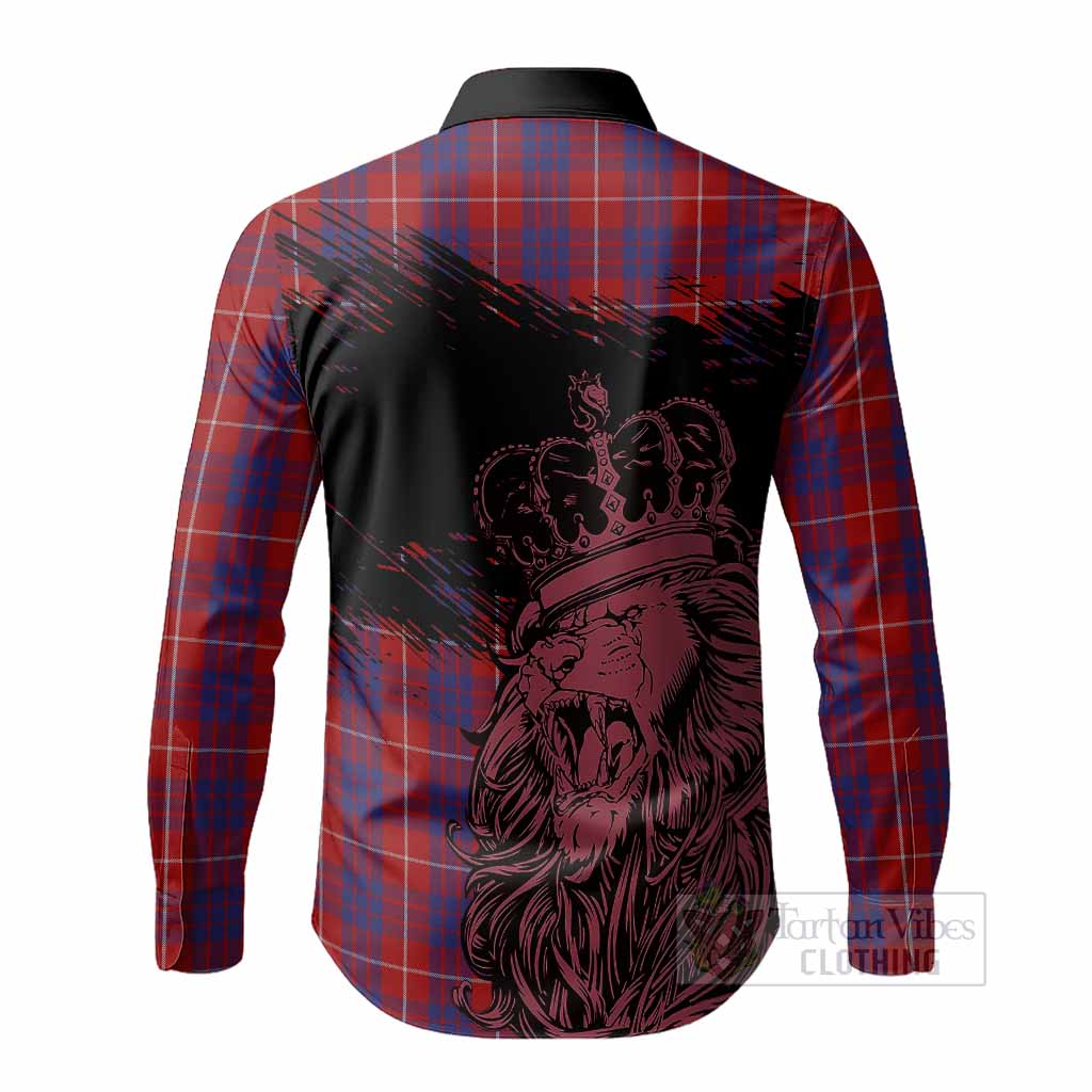 Hamilton Tartan Crest Long Sleeve Button Shirts Crowned Lion Heritage Style
