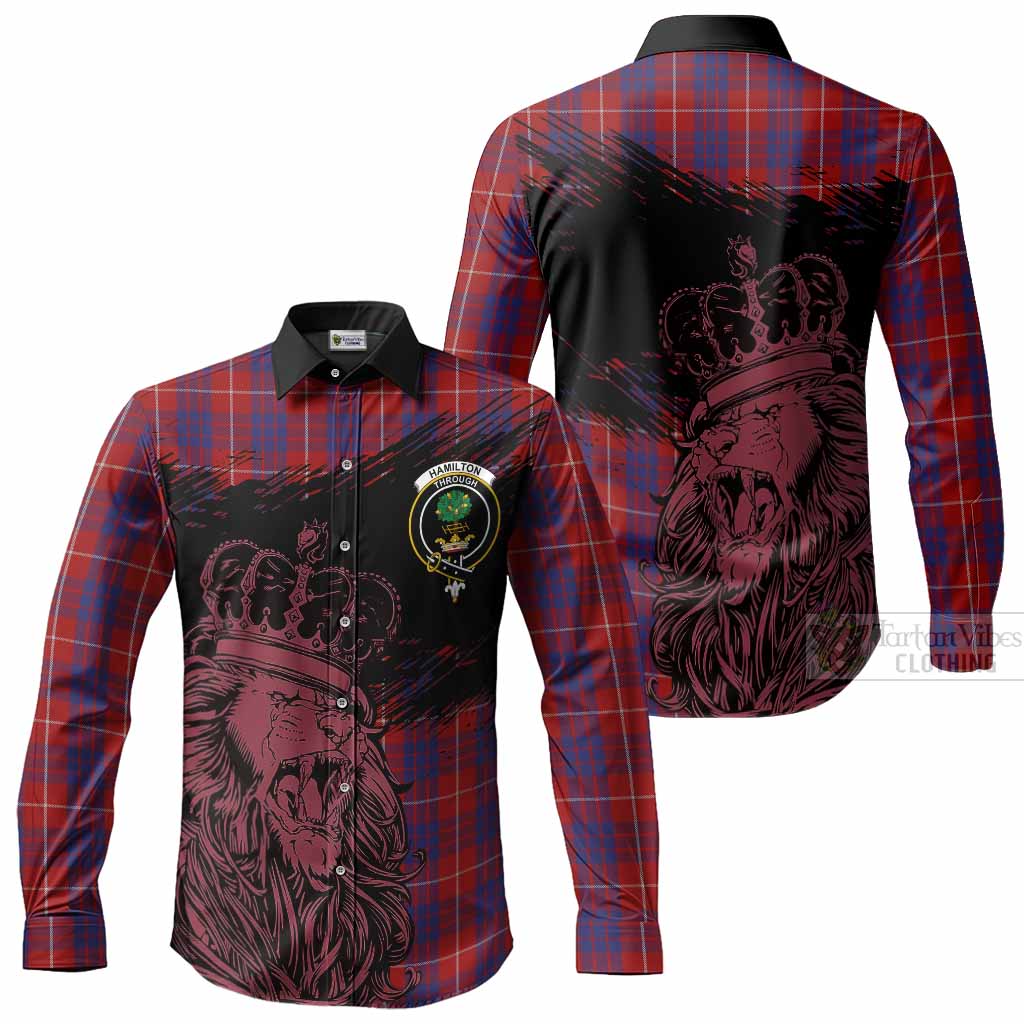 Hamilton Tartan Crest Long Sleeve Button Shirts Crowned Lion Heritage Style