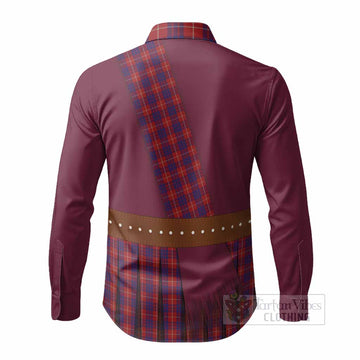 Hamilton Tartan Crest Long Sleeve Button Shirts Kilt Costume Style