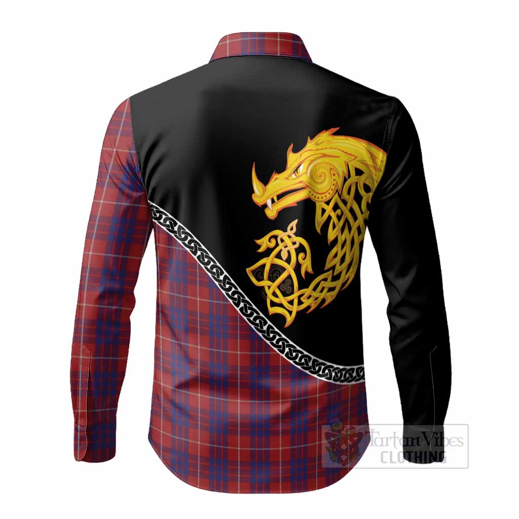 Hamilton Tartan Crest Long Sleeve Button Shirts Legendary Dragon Knot Half Style