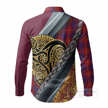 Hamilton Tartan Crest Long Sleeve Button Shirts Scottish Triskele Celtic