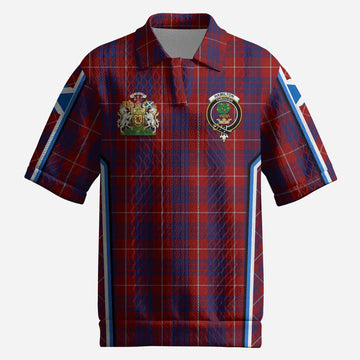 Hamilton Tartan Crest Men’s Polo Sweater Top Scotland Coat of Arm Flag Style