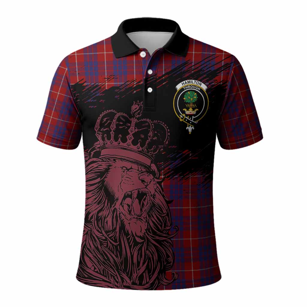 Hamilton Tartan Crest Polo Shirt Crowned Lion Heritage Style