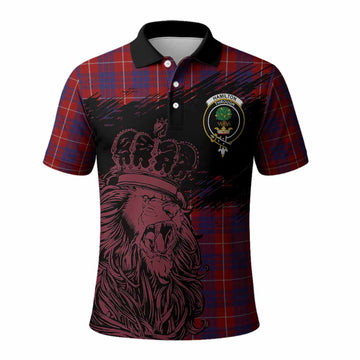 Hamilton Tartan Crest Polo Shirt Crowned Lion Heritage Style