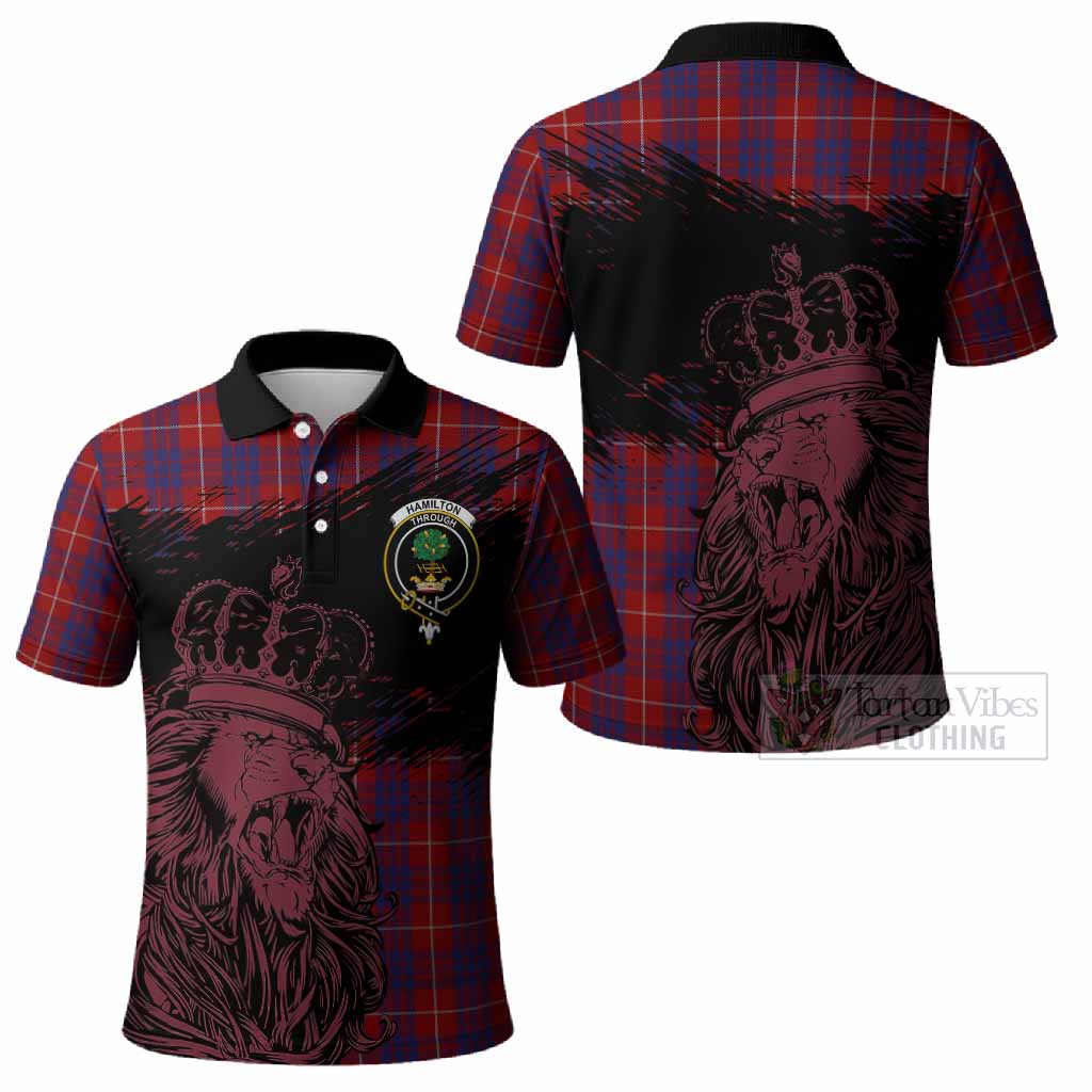 Hamilton Tartan Crest Polo Shirt Crowned Lion Heritage Style