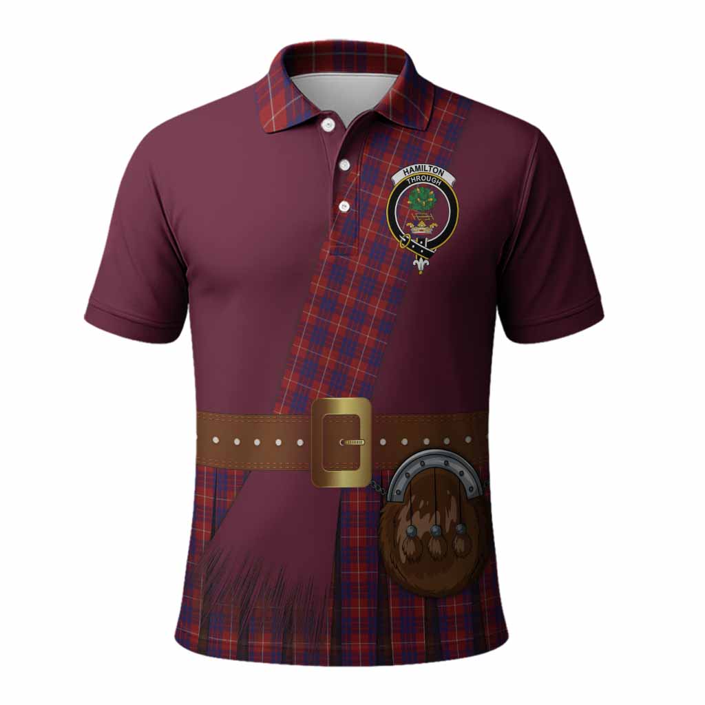 Hamilton Tartan Crest Polo Shirt Kilt Costume Style
