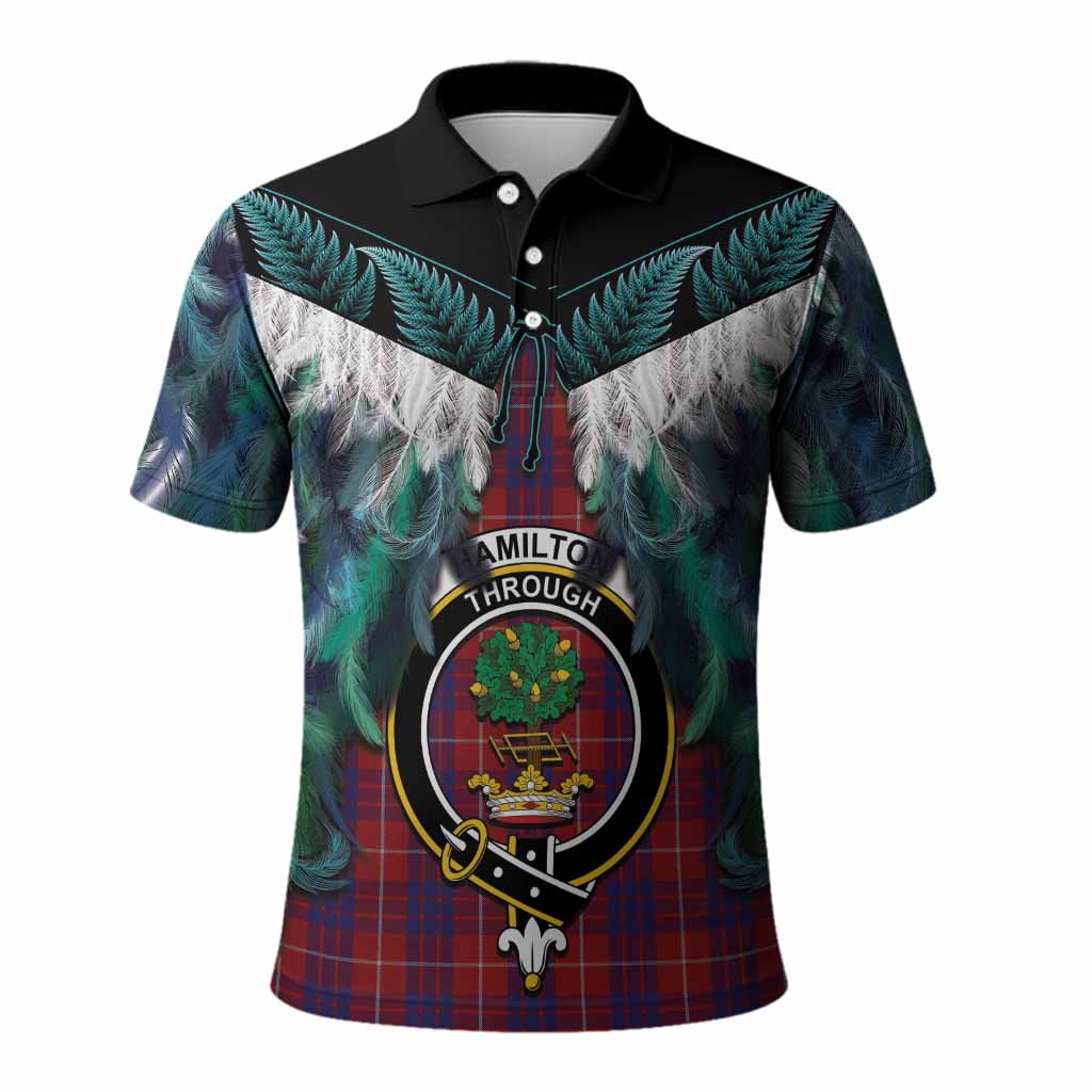 Hamilton Tartan Crest Polo Shirt New Zealand Maori Korowai Cloak