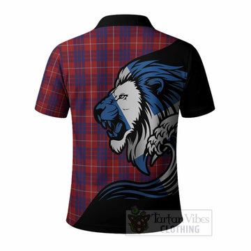 Hamilton Tartan Crest Polo Shirt Scottish Golden Lions Wave Flow