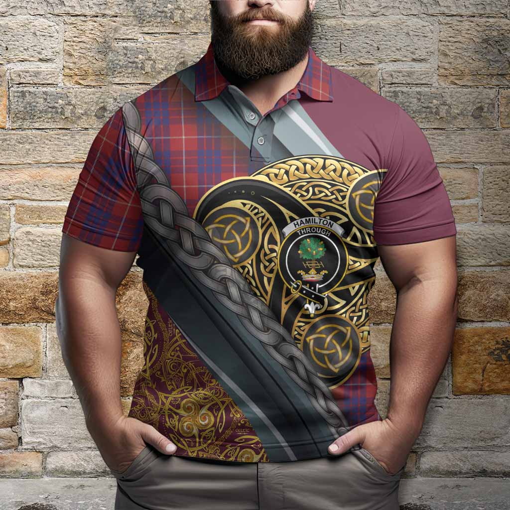 Hamilton Tartan Crest Polo Shirt Scottish Triskele Celtic