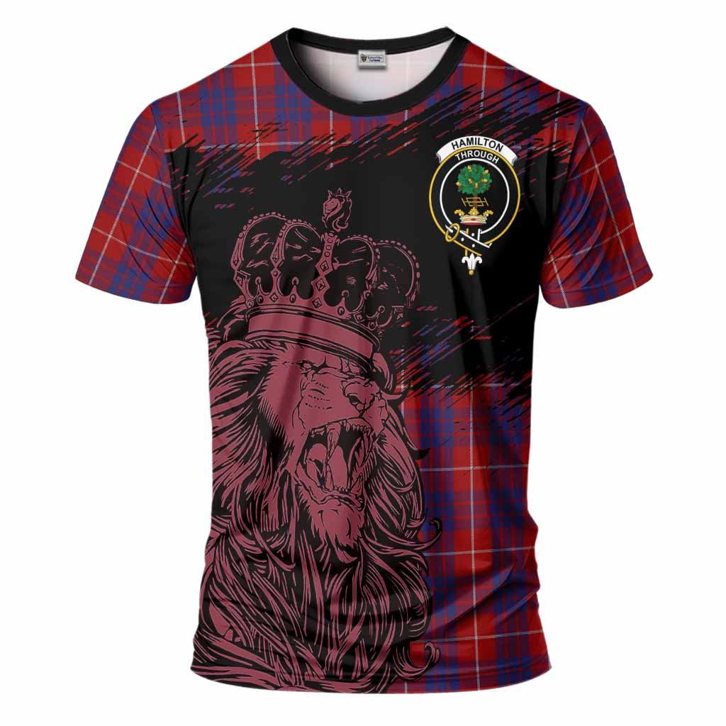 Hamilton Tartan Crest T-Shirt Crowned Lion Heritage Style