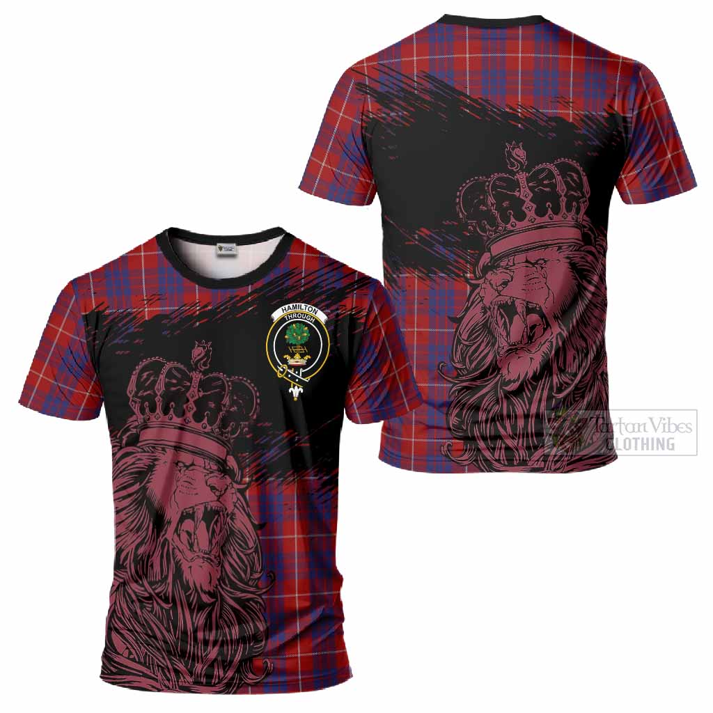 Hamilton Tartan Crest T-Shirt Crowned Lion Heritage Style