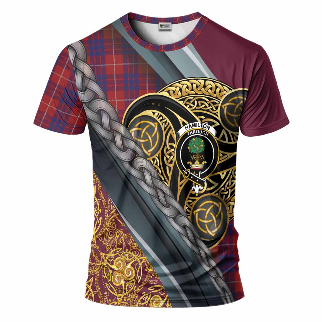 Hamilton Tartan Crest T-Shirt Scottish Triskele Celtic