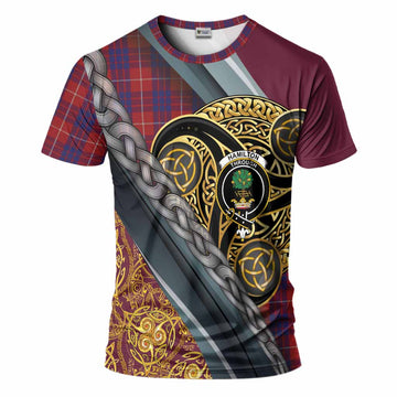 Hamilton Tartan Crest T-Shirt Scottish Triskele Celtic