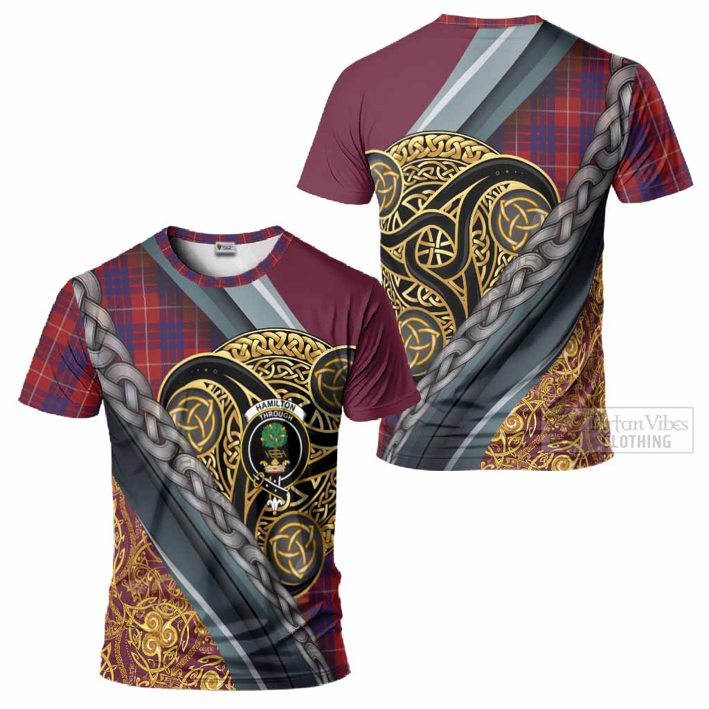 Hamilton Tartan Crest T-Shirt Scottish Triskele Celtic