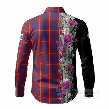 Hamilton Tartan Crest Thistle Floral Long Sleeve Button Shirts