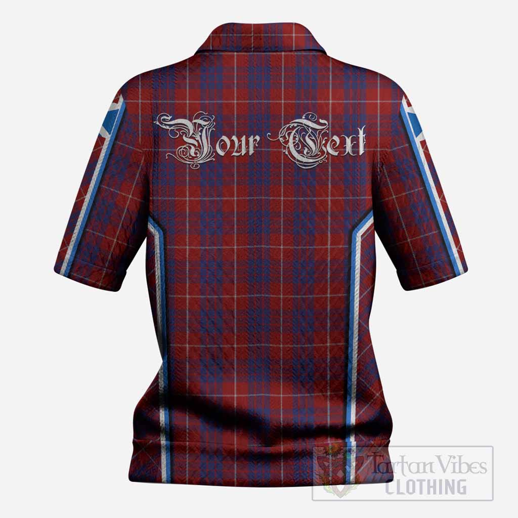 Hamilton Tartan Crest Women’s Polo Sweater Top Scotland Coat of Arm Flag Style
