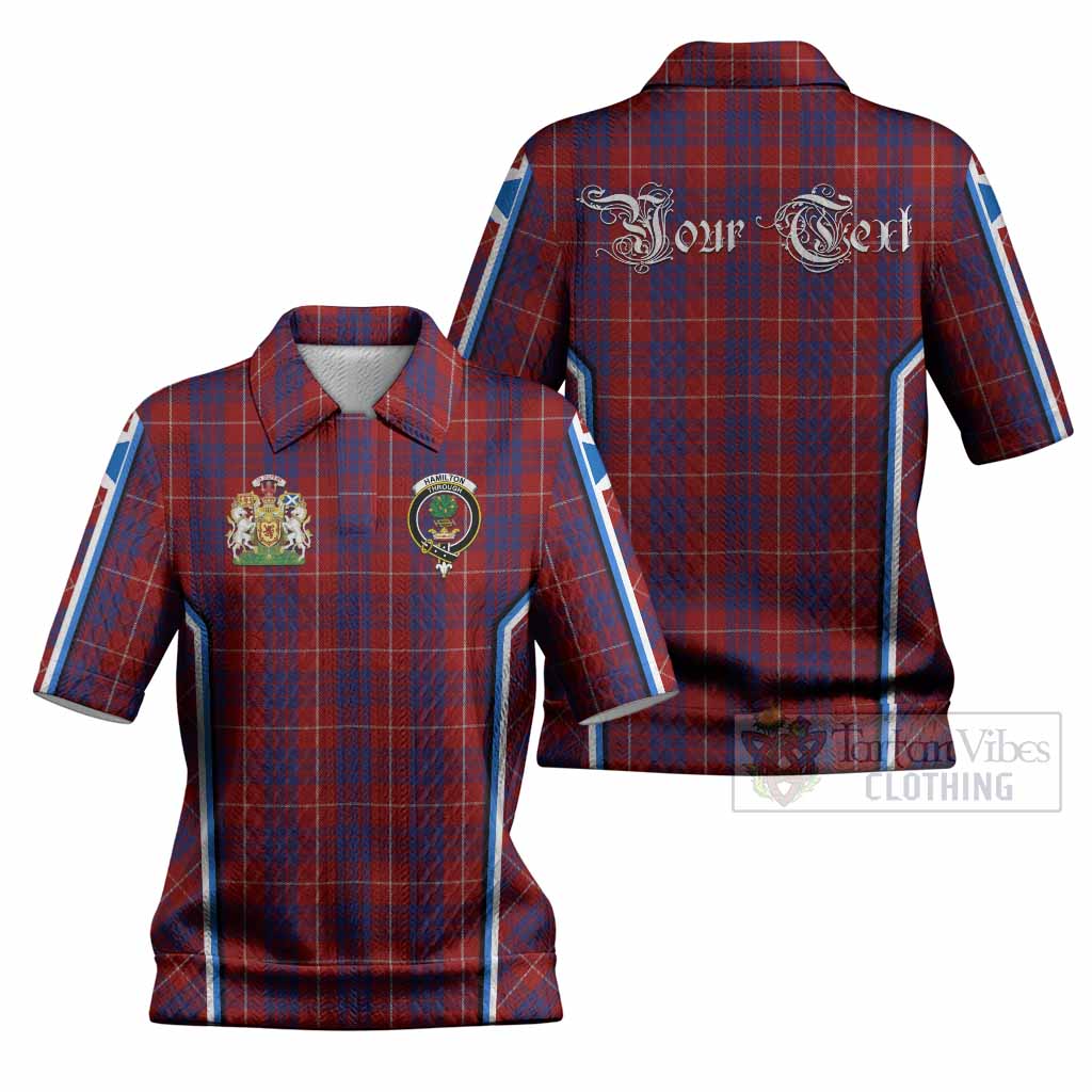 Hamilton Tartan Crest Women’s Polo Sweater Top Scotland Coat of Arm Flag Style