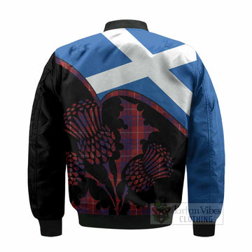 Hamilton Tartan Family Crest Bomber Jacket Scotland Thistle Floral Flag Style