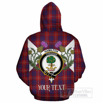 Hamilton Tartan Family Crest Cotton Hoodie Scottish Burns Night Thistle Floral
