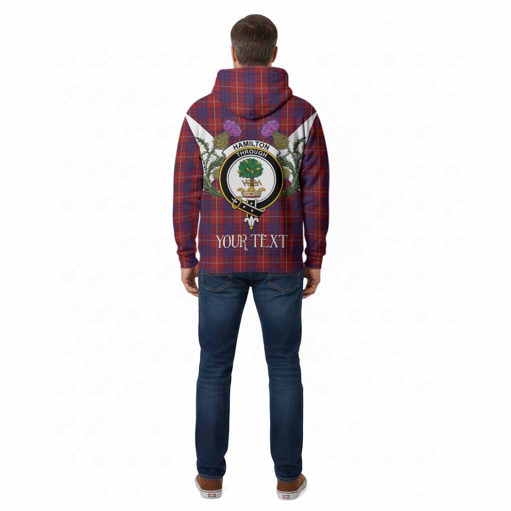 Hamilton Tartan Family Crest Cotton Hoodie Scottish Burns Night Thistle Floral