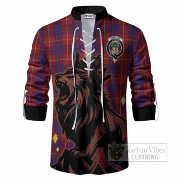 Hamilton Tartan Family Crest Ghillie Shirt Crowned Lion Roaring