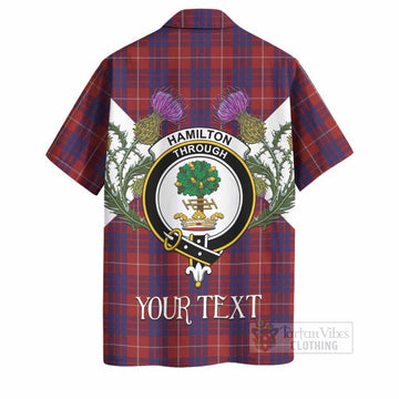 Hamilton Tartan Family Crest Hawaiian Shirt Scottish Burns Night Thistle Floral