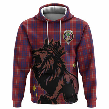 Hamilton Tartan Family Crest Hoodie Crowned Lion Roaring