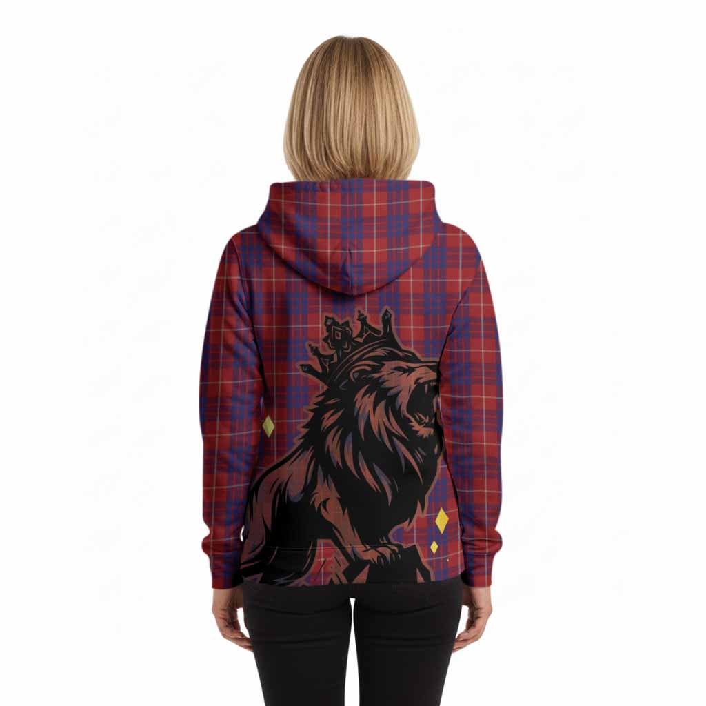 Hamilton Tartan Family Crest Hoodie Crowned Lion Roaring