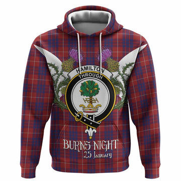 Hamilton Tartan Family Crest Hoodie Scottish Burns Night Thistle Floral