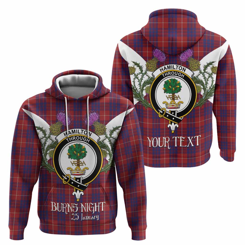 Hamilton Tartan Family Crest Hoodie Scottish Burns Night Thistle Floral