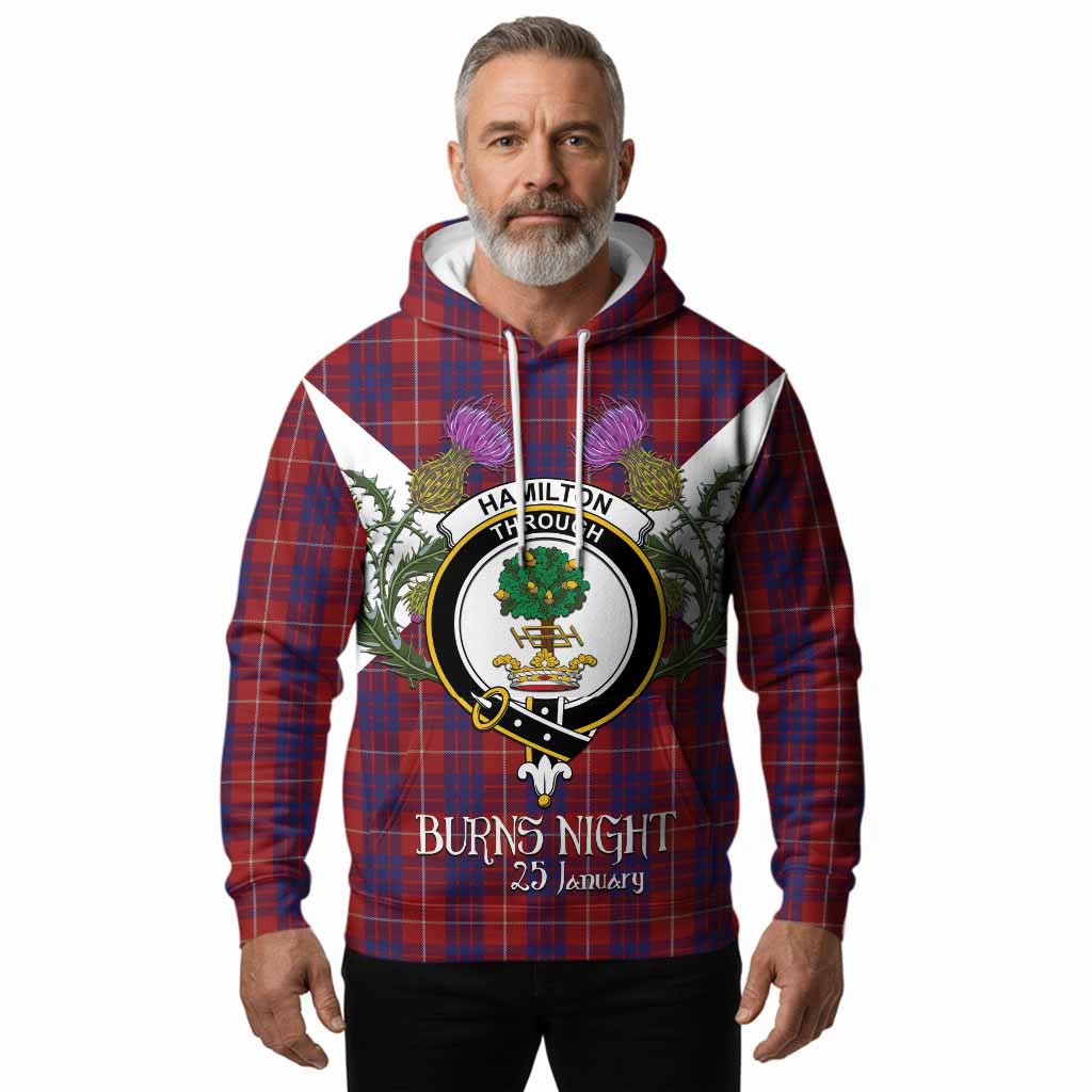 Hamilton Tartan Family Crest Hoodie Scottish Burns Night Thistle Floral
