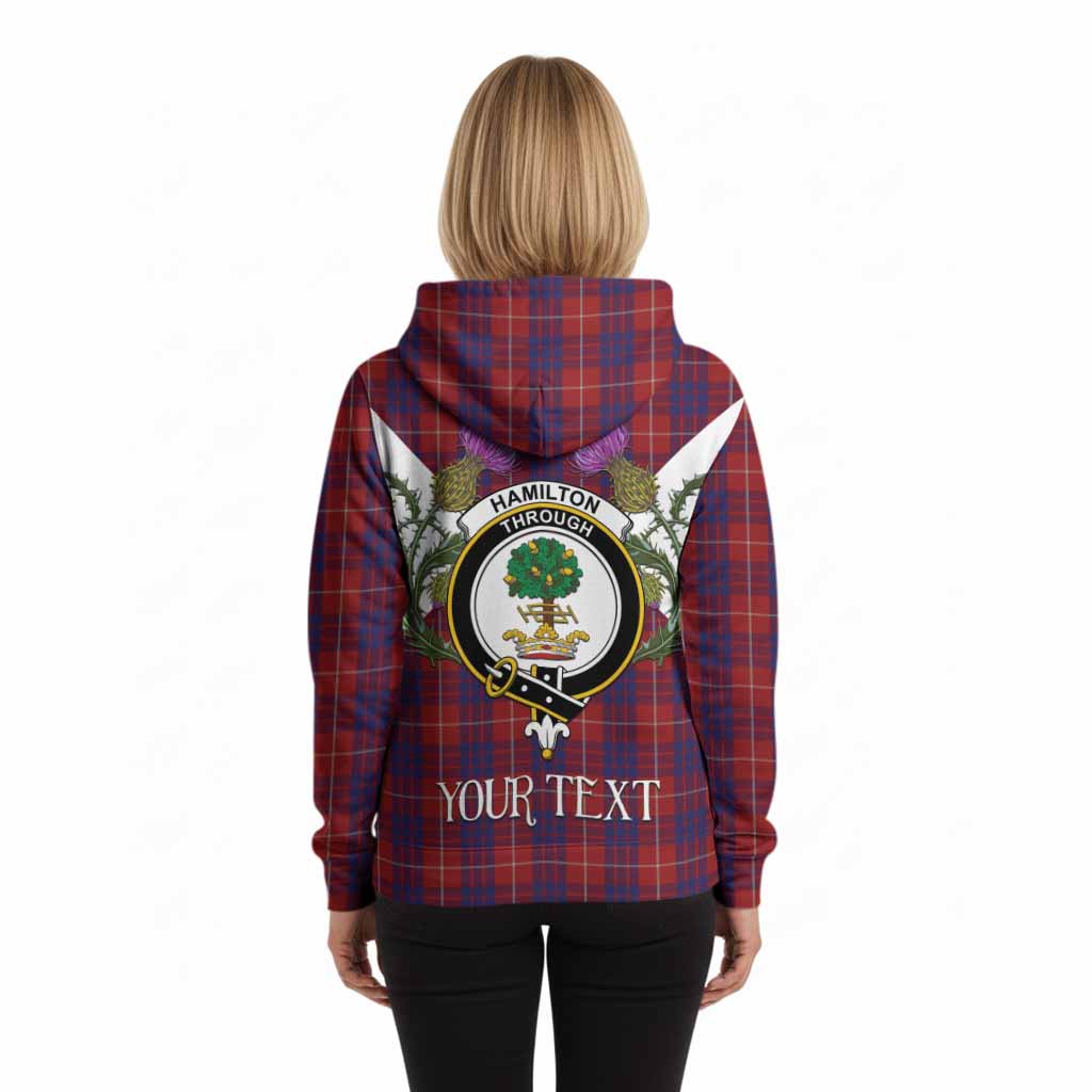 Hamilton Tartan Family Crest Hoodie Scottish Burns Night Thistle Floral