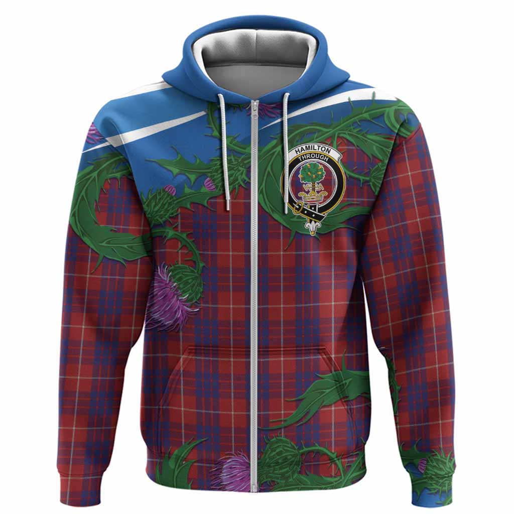 Hamilton Tartan Family Crest Hoodie Thistle in Minimalism