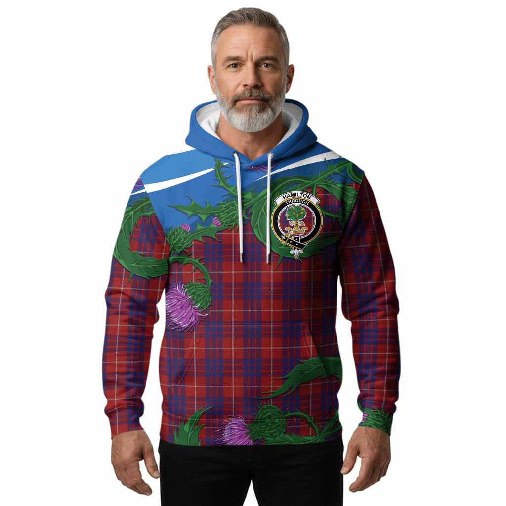 Hamilton Tartan Family Crest Hoodie Thistle in Minimalism