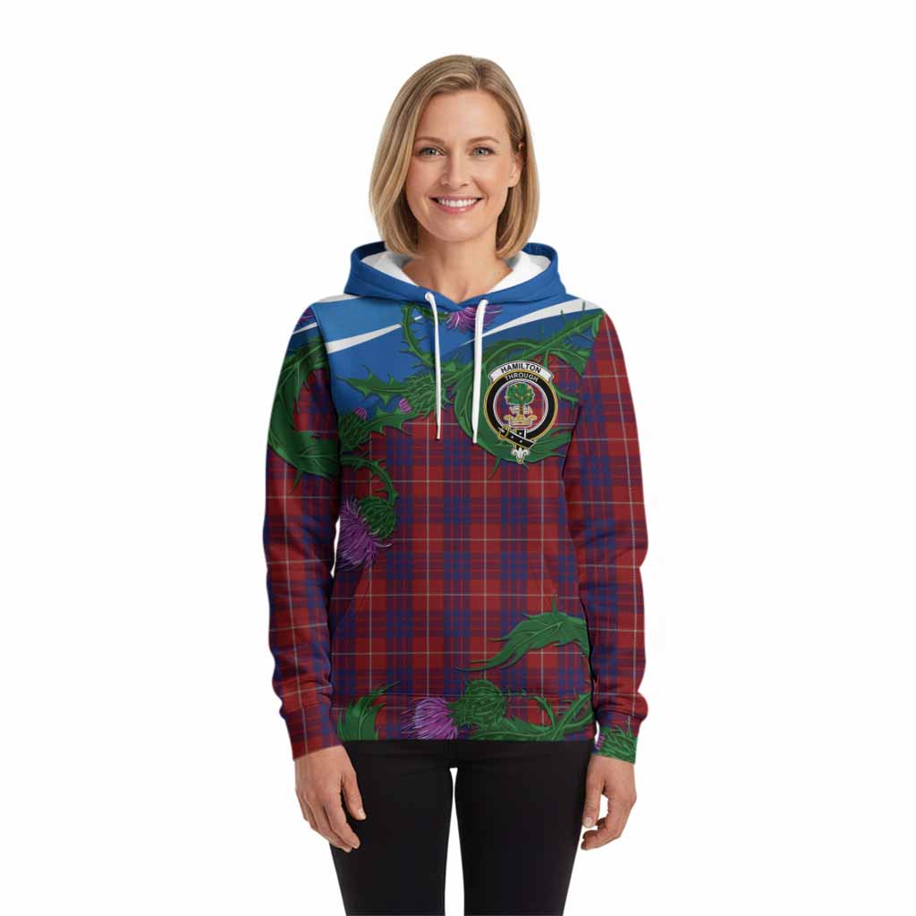 Hamilton Tartan Family Crest Hoodie Thistle in Minimalism