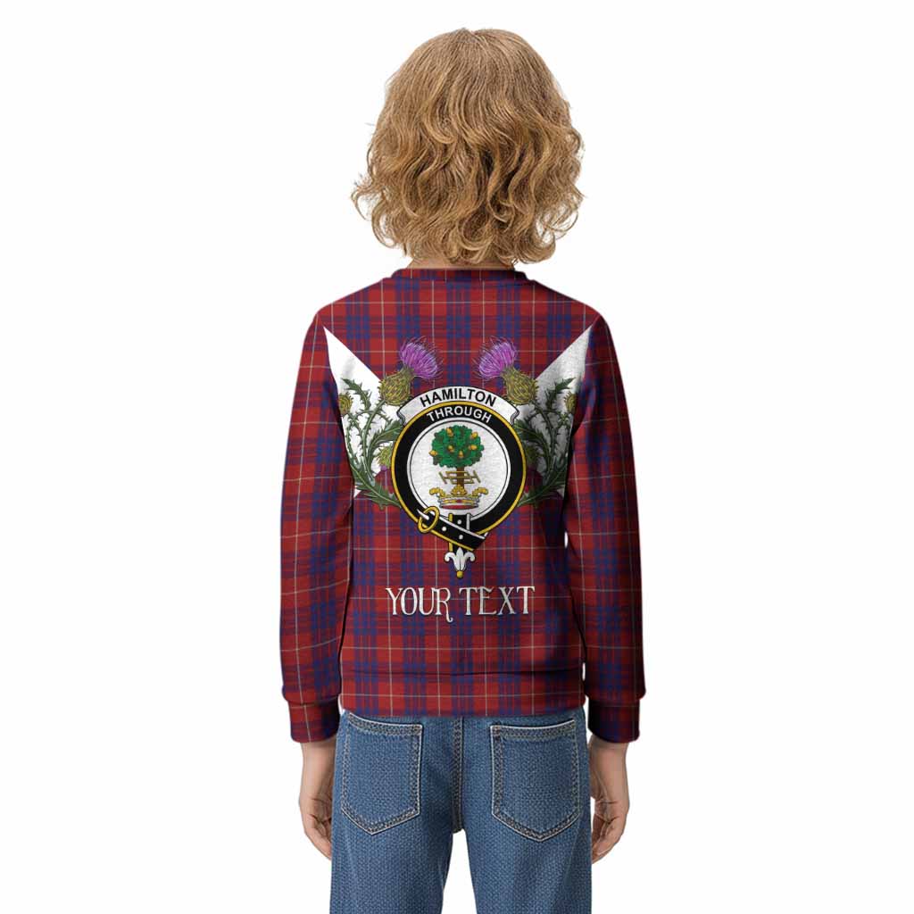 Hamilton Tartan Family Crest Kid Knitted Sweatshirt Scottish Burns Night Thistle Floral