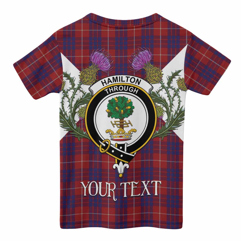 Hamilton Tartan Family Crest Kid T-shirt Scottish Burns Night Thistle Floral