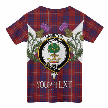 Hamilton Tartan Family Crest Kid T-shirt Scottish Burns Night Thistle Floral